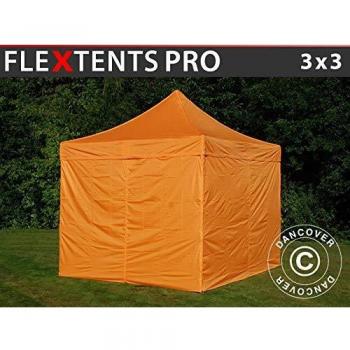 Carpa Plegable Rápida FleXtents Pro 3x3m Naranja con 4 Laterales