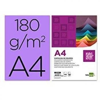 Liderpapel 180G/M2 - Cartulina, A4, Morado
