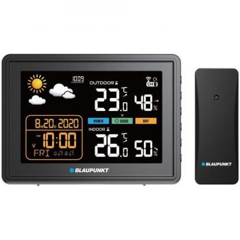Estación Meteorológica Multifuncional Blaupunkt WS30BK con Sensor Externo, Termómetro, Higrómetro y Pantalla LCD a Color