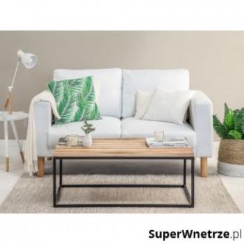 Mesa de Centro Rectangular de Madera Clara de Teca con Estructura Metálica Negra Provo II
