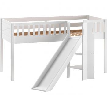 Cama de media altura VIPACK Scott 90x200 cm con tobogán y somier en color blanco
