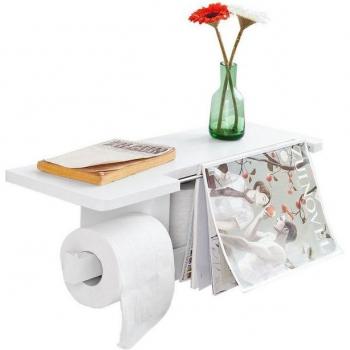 Portarrollos de Papel Higiénico con Estante para Teléfono Móvil - Montaje en Pared FRG175-W Sobuy