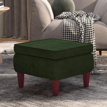 Taburete de terciopelo verde oscuro con patas de madera vidaXL