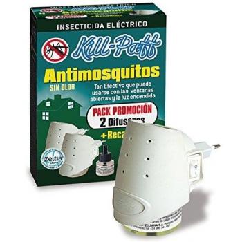 Kill Paff - Insecticida Eléctrico Antimosquitos Sin Olor 2 Difusores Eléctricos + 1 Recambio
