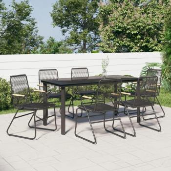 7 Piece Black PVC Rattan Garden Dining Set