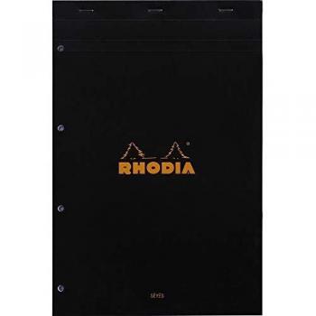 Bloc de notas Rhodia A4 - 21x29,7 cm - 80 hojas - Cuadrícula grande - Negro