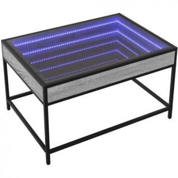 Mesa de centro con Infinity LED gris Sonoma 70x50x41 cm vidaXL