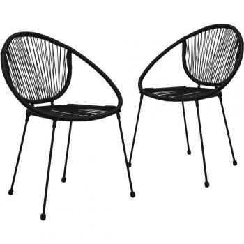 Black PVC Rattan Garden Chairs - Set of 2