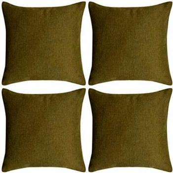 vidaXL Fundas de cojín 4 unidades apariencia de lino 50x50 cm verde
