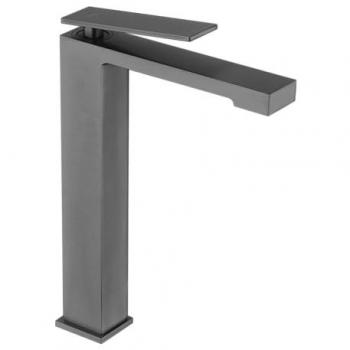 Grifo Monomando Caño Alto para Lavabo - Grifería de Baño para Encimeras, Apto para Agua Fría y Caliente, Color Cromo y Negro Gun Metal