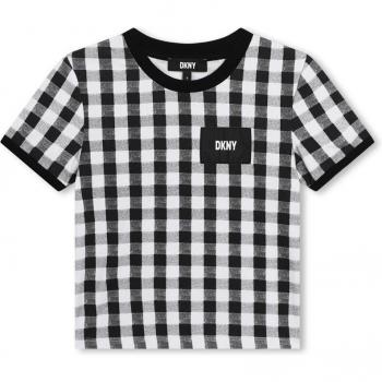 Camiseta de niña a cuadros blanco y negro