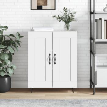 Aparador de madera contrachapada blanco brillante 69,5x34x90 cm Mueble de Almacenaje de Salón Buffet para salón Armario Auxiliar Armario de Almacenamiento