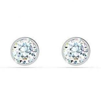 Swarovski Pendientes de botón Tennis, blanco, baño de rodio