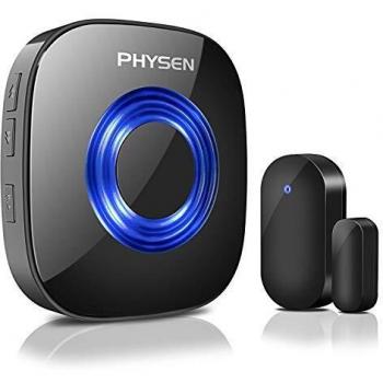 PHYSEN Timbre de Puerta Inalámbrico Sensor de Puerta Ventana de Alarma Puerta Kit de Alerta de Timbre de Puerta Abierta con Rango de 600 Pies, 5 Niveles de Volumen, 58 Melodías