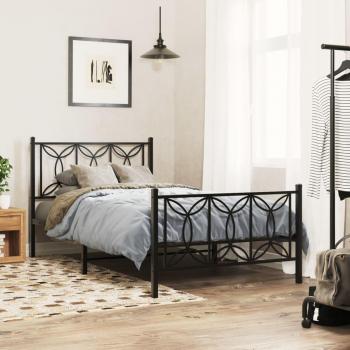 Cama con cabecera y pediera metal negro 100x190 cm
