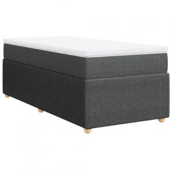 Cama box spring con colchón tela gris oscuro 80x200 cm