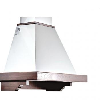 Campana Extractora Feeling de Acero Inoxidable Blanco con Estructura de Madera Color Tabaco de 90 cm