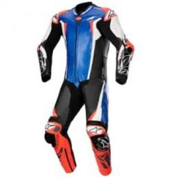 Alpinestars Mono de Moto Racing Absolute V2 1 PC Piel Azul-Negro-Blanco, traje de cuero de motocicleta de una pieza, color azul-negro-blanco, talla 54