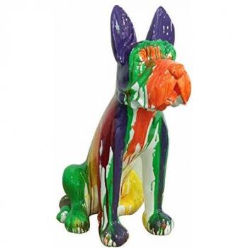 Figura Decorativa Perro Boston Terrier Kuatéh de Poliresina Multicolor 52x33x72 cm