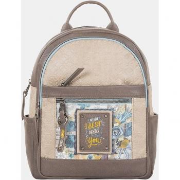 Mochila de mujer color topo con cremallera