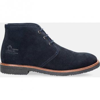 Botas Panama Jack Gael de Piel Auténtica, Cómodas y Calentitas, Botines de hombre en azul marino de piel velour Waterproof caña baja con logotipo lateral