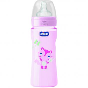 Chicco 00070735110000 biberones Bienestar colores, silicio 4m, 3 agujeros, rápidos, chicas, 330 ml