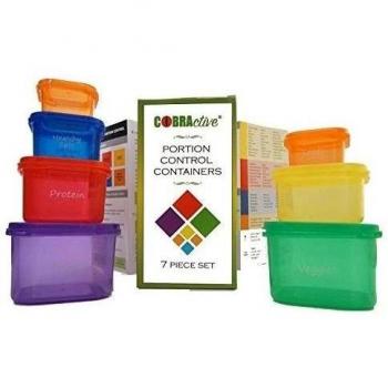 21 día fijar y Insanity dieta 100% compatible 7 piezas porción Control comida Prep contenedores. Funciona mejor para sin complicaciones saludable Dieting - Bolsa de almacenamiento de regalo. De Guía sistema de Multicolor Coded etiqueta con guía de