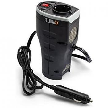 Inversor de corriente Technaxx TE13 con 2 puertos USB, 12V a 230V, 200W, color negro
