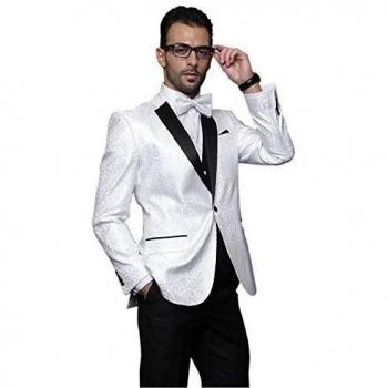 MYS Hombre Justo lo Klassisch Notch 2 Botón Traje pantalón Set Color Blanco blanco Adaptado