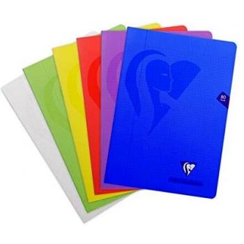 Clairefontaine mimesys 303164 C – Libreta grapada, Polypro 96 páginas, cuadriculado, 4 x 4 con margen 90 G A4 color aleatorio