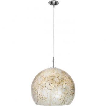 Lámpara colgante moderna LUNA cromo 1 bombilla con pantalla plateada medici y cúpula de cristal cromada