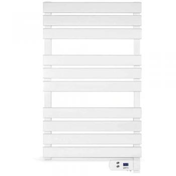 Radiador Eléctrico Bajo Consumo 500W y 600W - Toallero de Aluminio Blanco con Temporizador LED e Instalación en Pared o Pie
