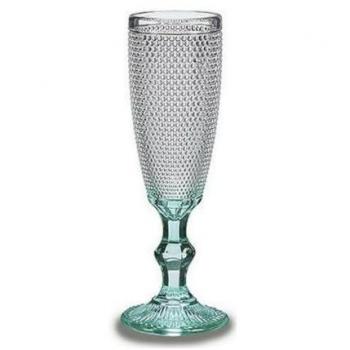 Copa de champán Puntos Transparente Turquesa Vidrio 6 Unidades (185 ml)