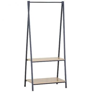 Perchero Moderno de Metal con 2 Estantes, Soporte para Abrigos en Negro y Beige - Ahorra Espacio, Medidas: 150 x 64 x 40 cm