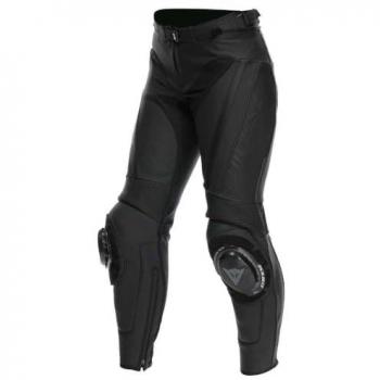 Pantalones de moto de mujer Dainese Delta 4 Leather, cuero, color negro, talla 46