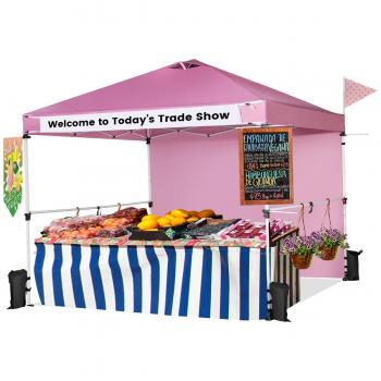 10'x10' Pink Commercial Pop-up Canopy Tent with Sidewalls