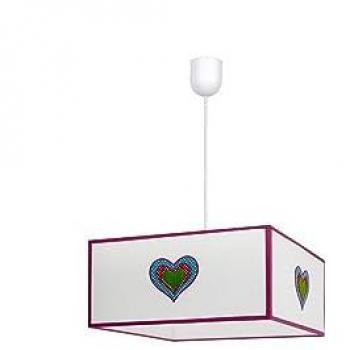 Lámpara Colgante Amor 1xe27 Blanco/Rosa de FABRILAMP - Tamaño Regx35x35