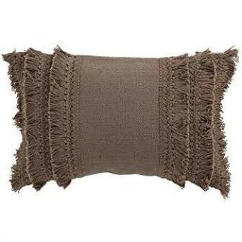 Cojín Decorativo Rectangular con Bordes de Algodón 30x45cm Color Taupe