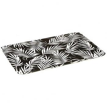 Alfombra de baño de Hojas exótica Negra de Microfibra, de 70x45 cm - LOLAhome