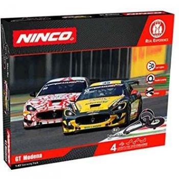 Ninco - WRC GT Modena. Circuito Slot Escala 1:43 con Puente y looping. 5 m. Incluye 2 Coches con Luces. 91015