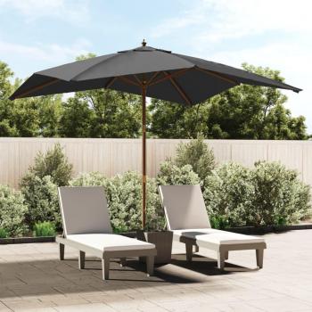 Parasol de jardín con LED y poste de aluminio, 270 cm, color taupe