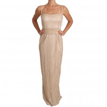 Dolce & Gabbana Beige Lace Spaghetti Strap Sheath Dress - IT42|M