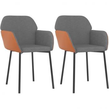 Light Gray Fabric and Faux Leather Dining Chairs - Set of 2
