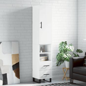 Aparador alto de madera multicapa blanco pulido 34,5x34x180 cm