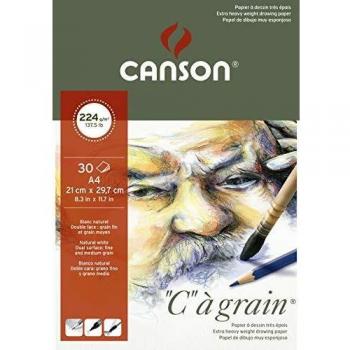 Canson C à grain, Bloc encolado, A4, 30 hojas, grano fino 224 g