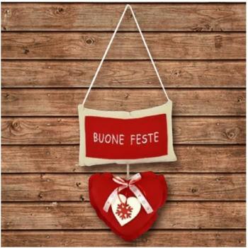 Colgador de Almohada con Corazón y Mensaje Felices Fiestas - 2 Colores, Decoraciones Navideñas