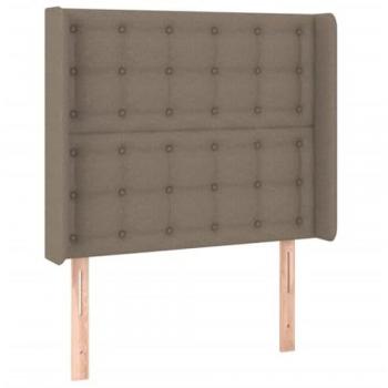 Cabecero con LED de tela gris taupe 83x16x118/128 cm