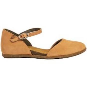 Sandalias planas de piel mostaza con hebilla para mujer El Naturalista ND54, modelo casual, tamaño 39
