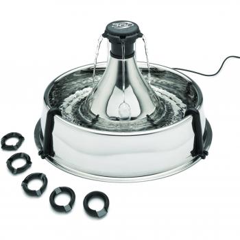 Fontaine Drinkwell 360 de Acero Inoxidable - Capacidad 3.8L, 5 Jets Personalizables, Filtro de Carbón y Espuma