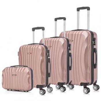 Raykong Juego de Maletas ABS Rígida 4 Piezas - Maleta Cabina 55cm, Maleta Mediana 68cm, Maleta Grande 78cm, Neceser 29cm - Colores: Negro/A